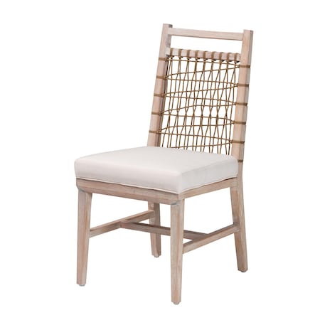 Bali & Pari Ulric Modern Bohemian White Washed Mahogany Wood Dining Chair 238-13426-ZORO